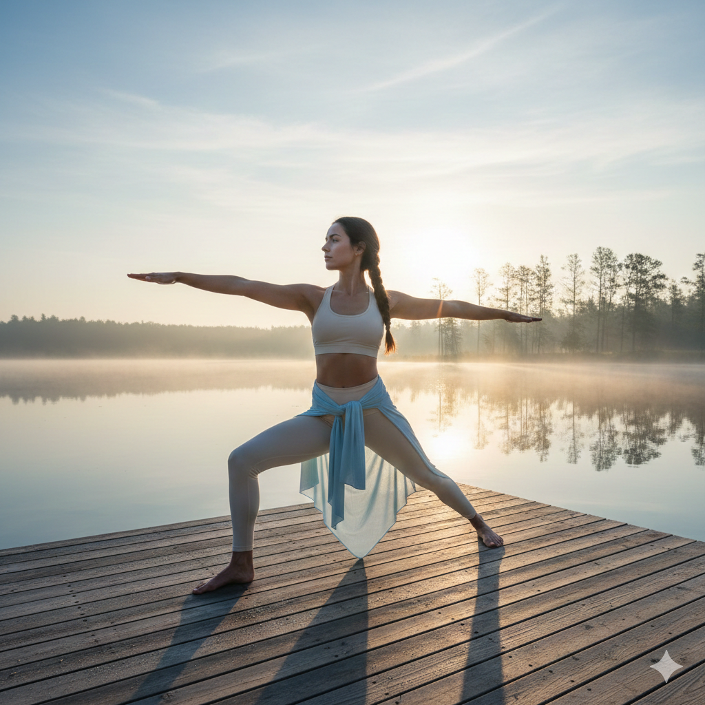 Yoga by the lake
